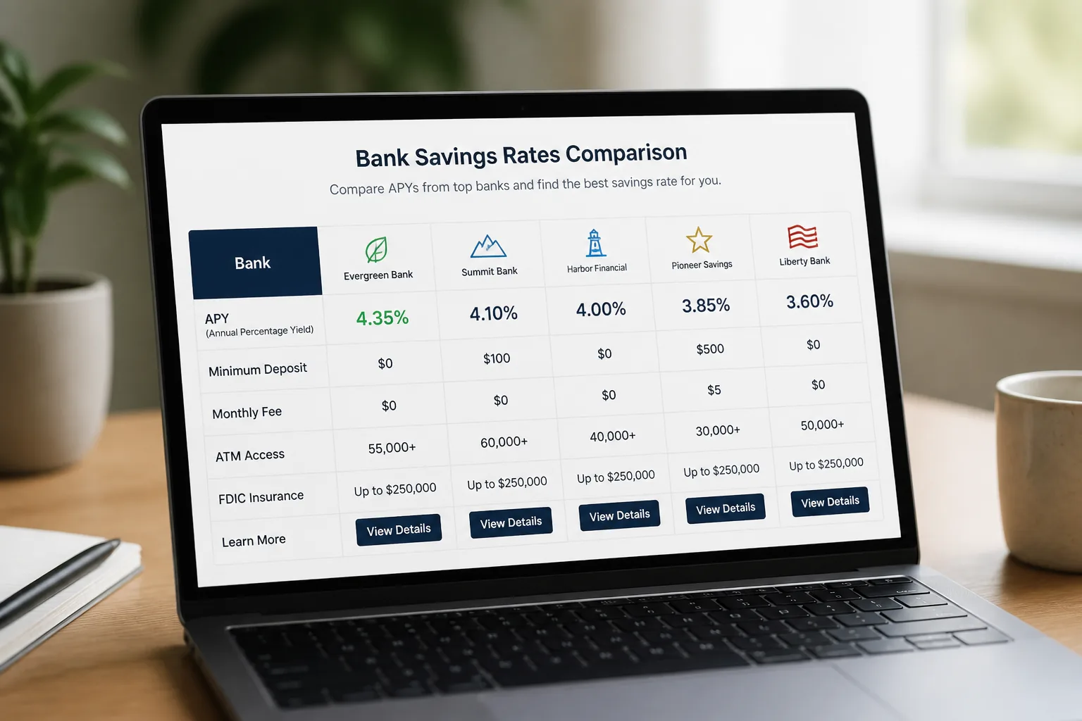 bank APY comparison chart