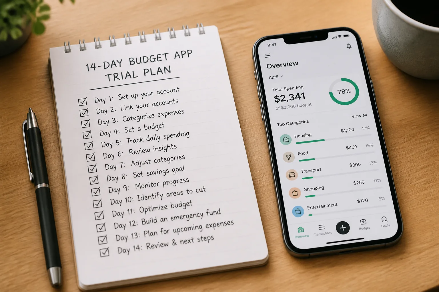budget app trial checklist