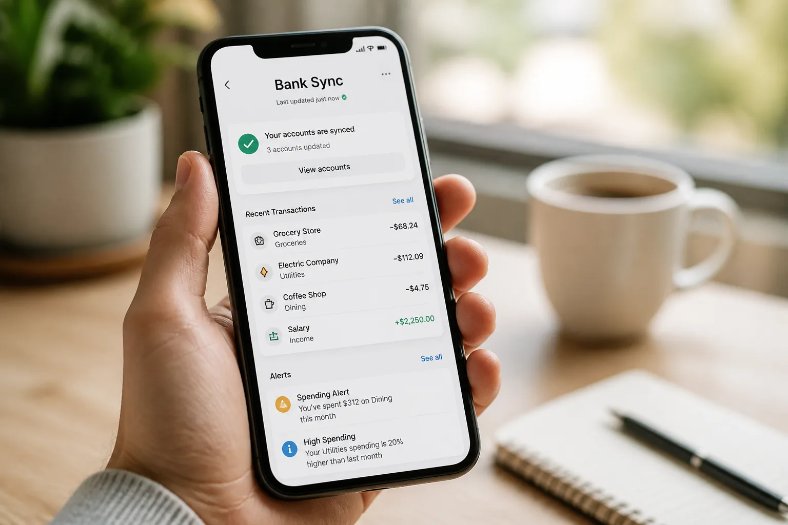budgeting app bank sync and spending alerts