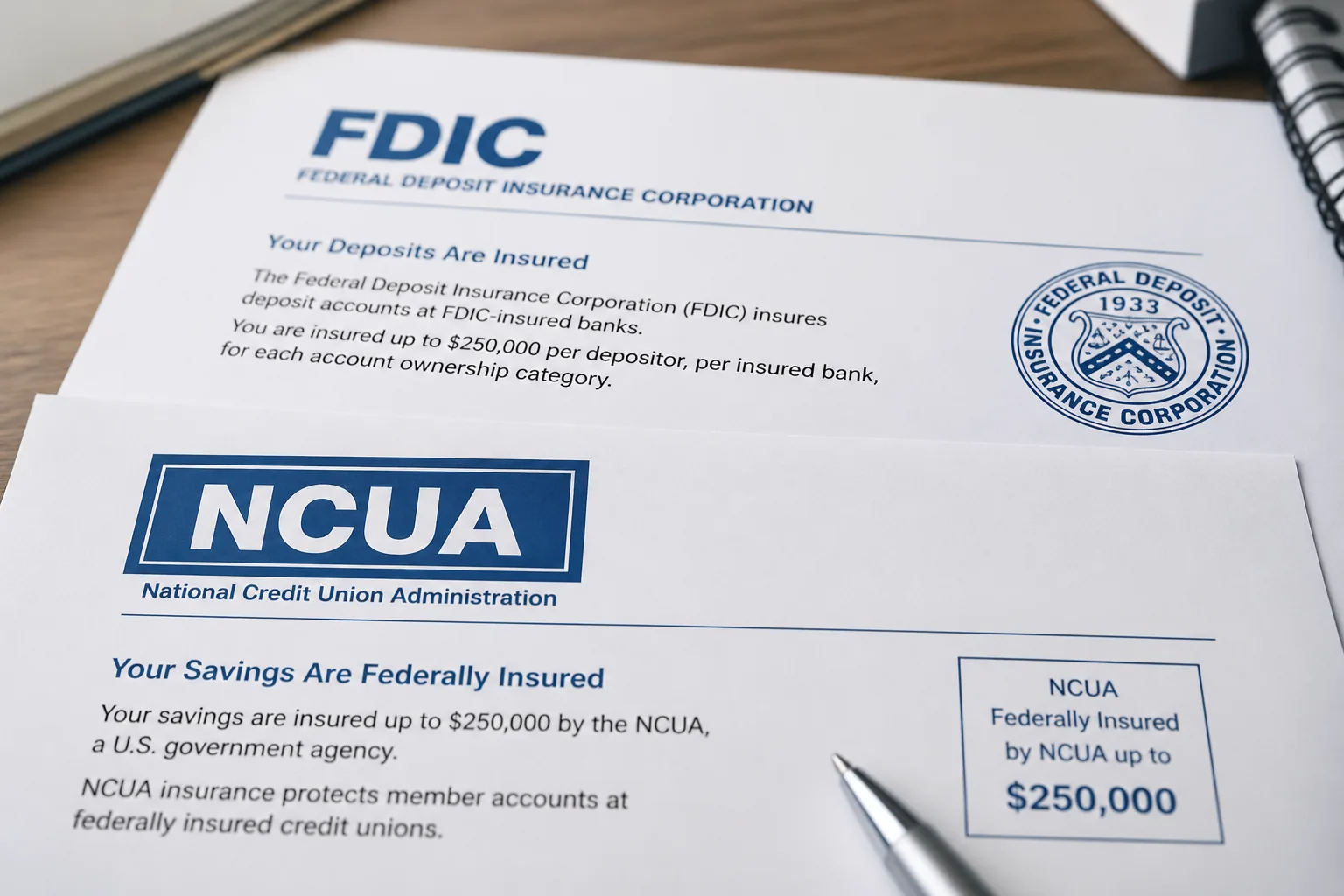 deposit insurance details on bank paperwork