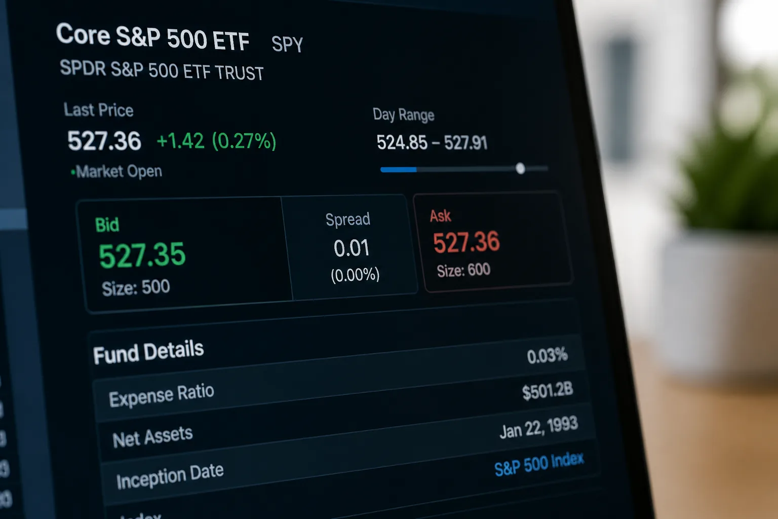 ETF spread versus fund fee example