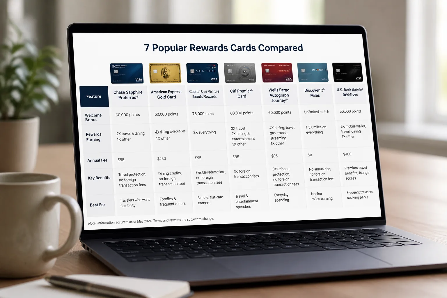 seven credit card rewards cards compared