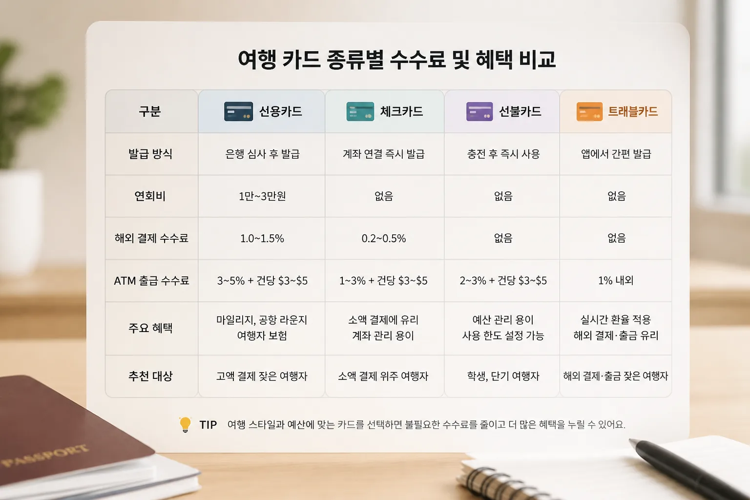 travel card comparison table