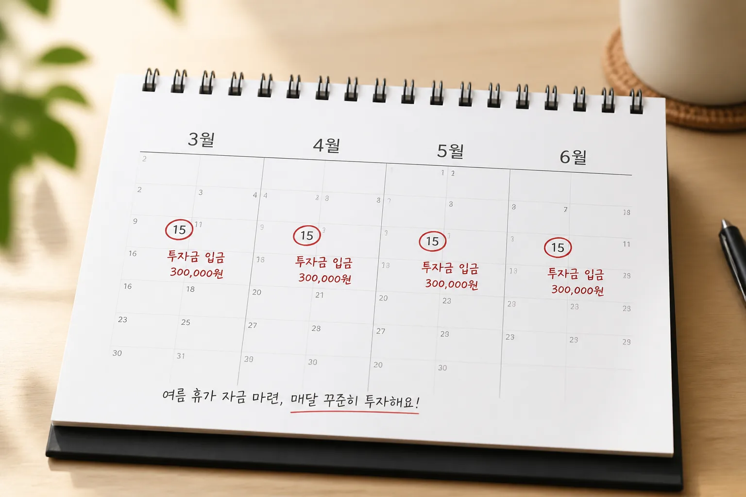 Monthly investing schedule for vacation savings