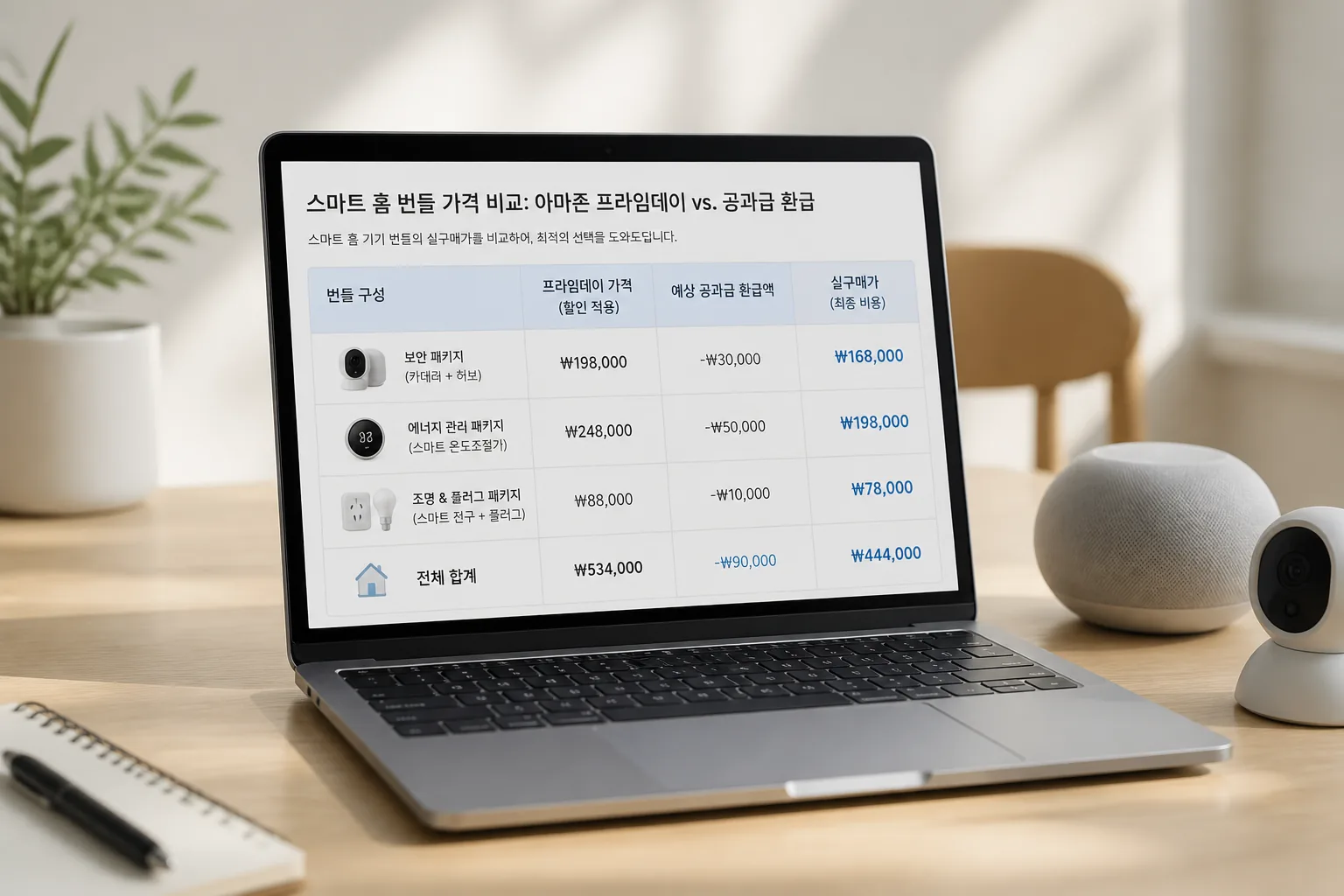 smart home deal comparison spreadsheet
