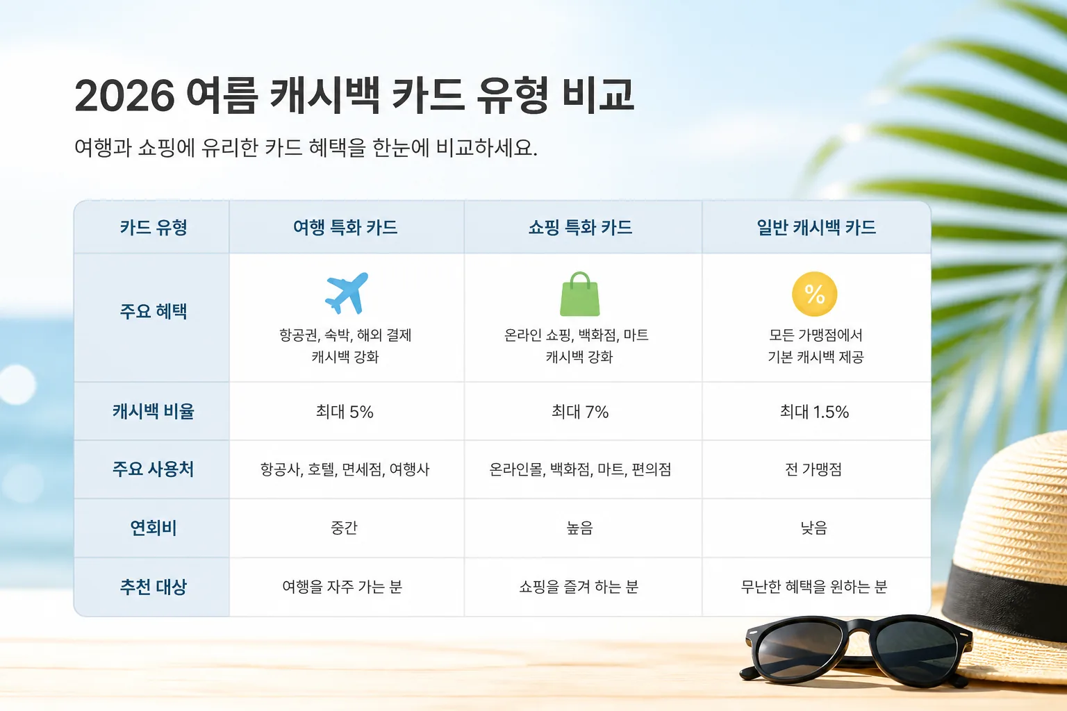 summer 2026 cash back card types comparison