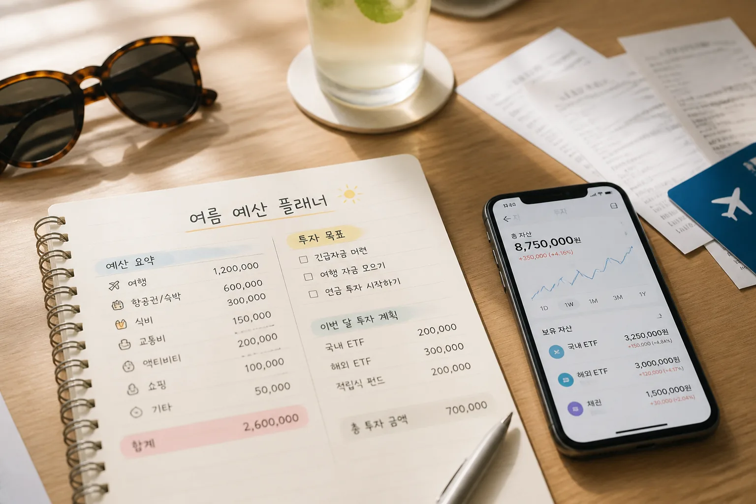summer budgeting and investing setup