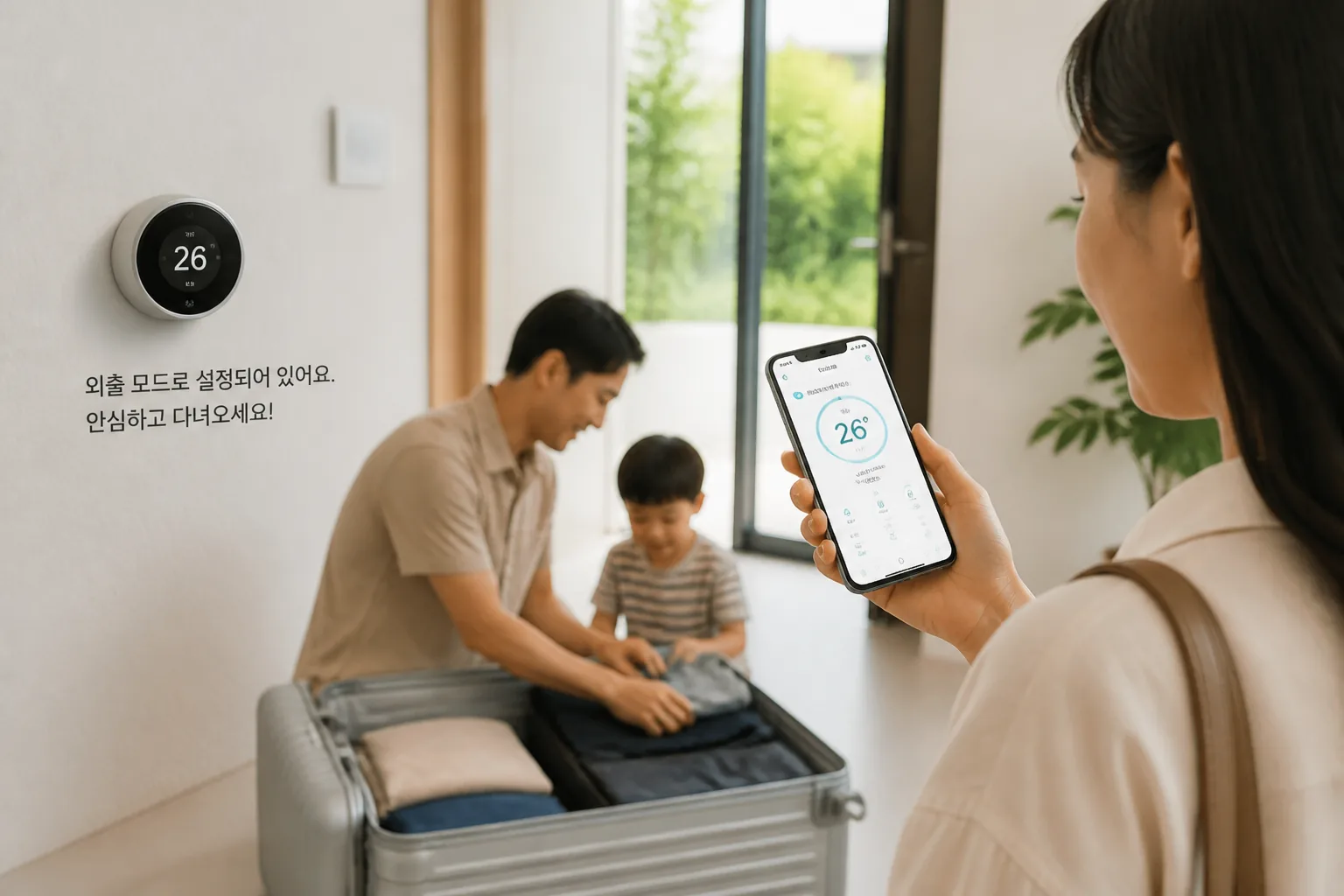 Vacation prep with smart thermostat app